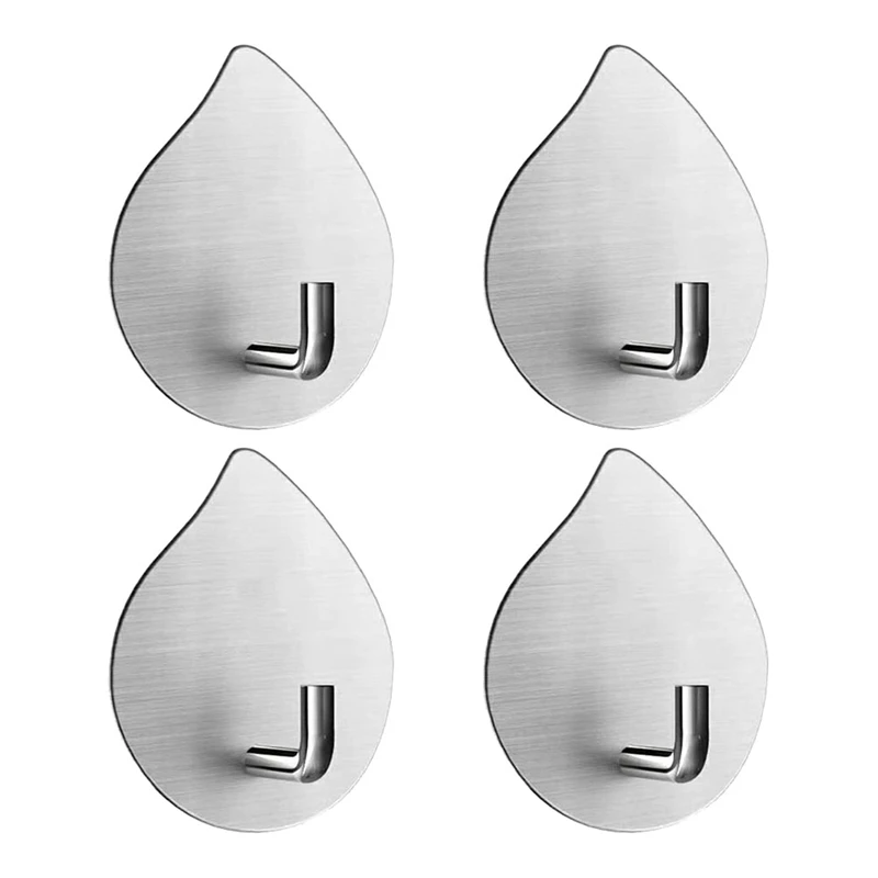 

Kitchen Adhesive Hooks,Towel Hooks,Heavy Duty Stainless Steel Waterproof Hook For Bathroom,Coat Key Hook On Wall(4 Pack)