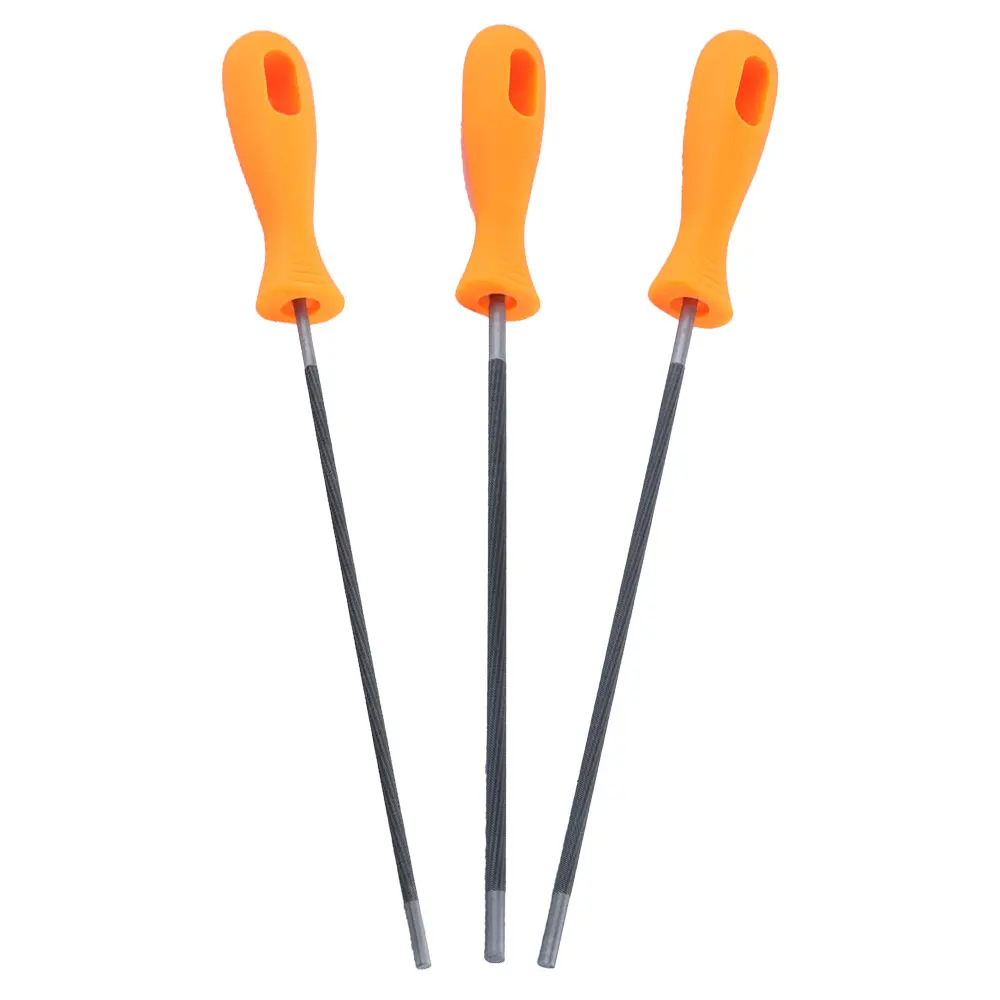 Afilador de cadena para motosierra, Lima redonda de acero con mango de plástico (3, 5/32, 7/32, 3/16 pulgadas)