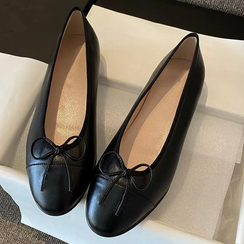 Chaussures plates de Ballet à nœud pour femmes européennes et américaines, nouvelle collection 2025