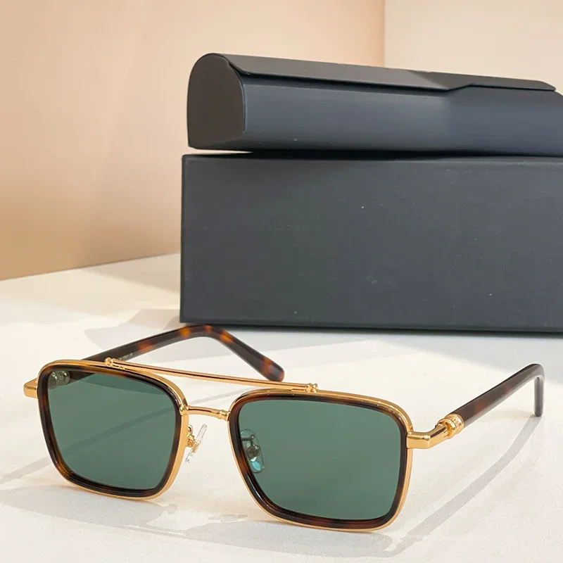 

Модные квадратные солнцезащитные очки INS с двойной перемычкой под золото для мужчин 58018U, люксовые, ручной работы, высококачественные, из ацетата