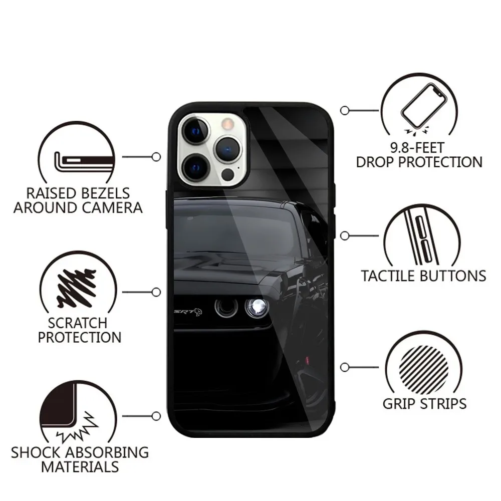 D-Dodge Challenger S-SRT Car Phone Case For iPhone 16,15,14,13,12,11,Plus,Pro,Max,Mini Magsafe Magnetic Wireless Charging