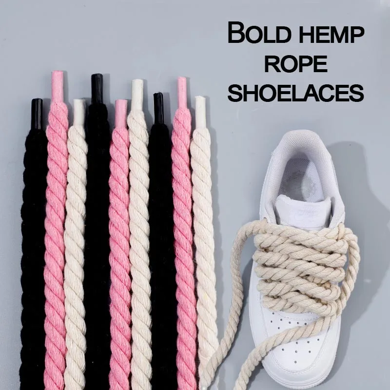 2PCS Round Thick Rope Laces Polyester Cotton High Quality Solid Color Laces 0.8cm120cm Width 10Colors Bold Shoelaces