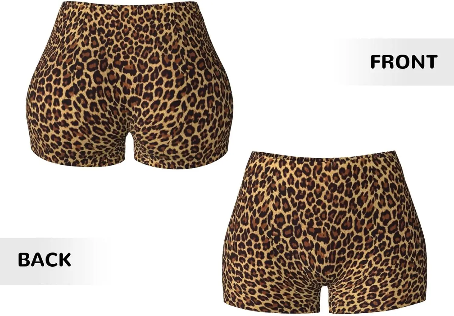 Workout-short met luipaardpatroon en wallpaperprint voor dames, elastische atletische gymshort, zomer naadloze yoga met hoge taille