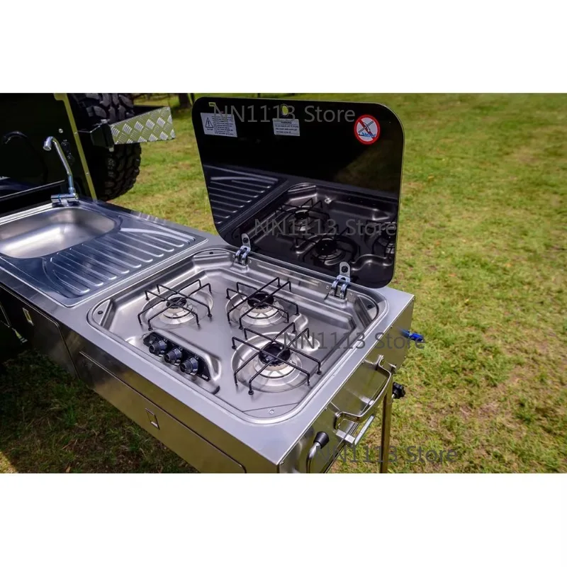 RV Stainless Steel Camper Parts Mini One Burner Pull Type  Stove Integrated With Sink and Induction Cooker