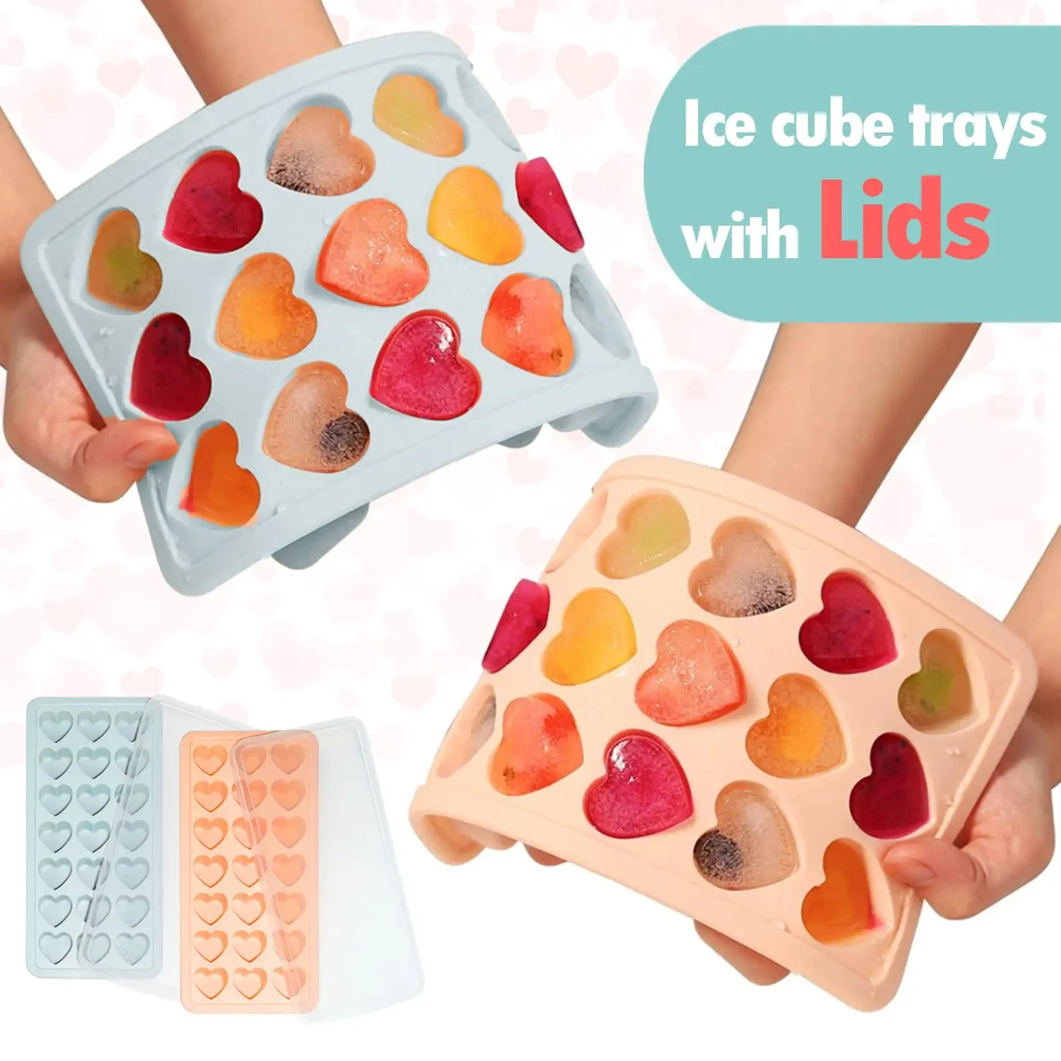 24 Grid Ice Cube Tray Silicone Mold Heart Shape Ice Cube Tray Mold Ice Maker Non-toxic Reusable Bar Pub Wine Ice Blocks Maker