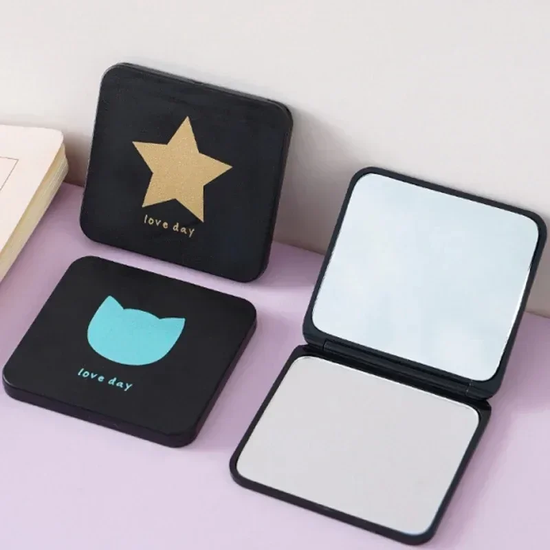 Foldable Makeup Mirror Mini Square Makeup Vanity Mirrors Portable Hand Mirrors Double-sided Compact Mirror Pocket Cosmetic