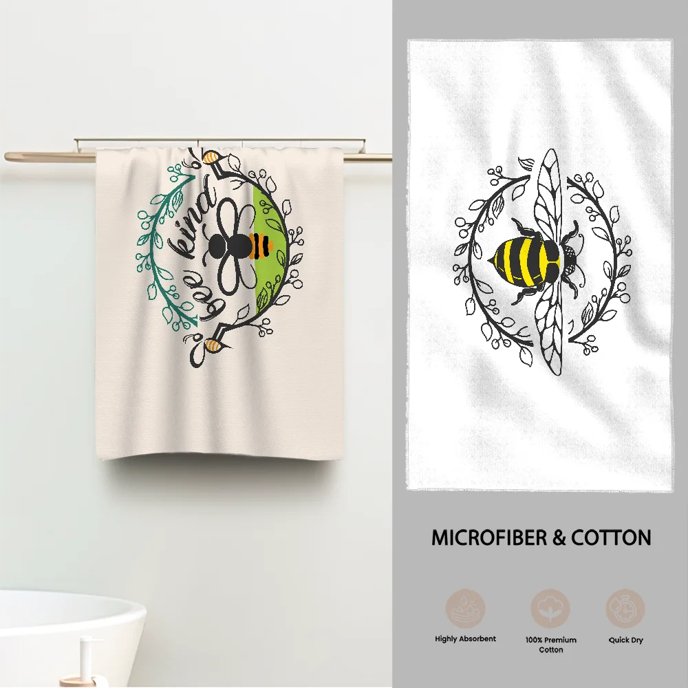 

Bee Botanical Towel Luxury Bathroom Hand Towels Cotton and Microfiber Back Personalized Gift Towel