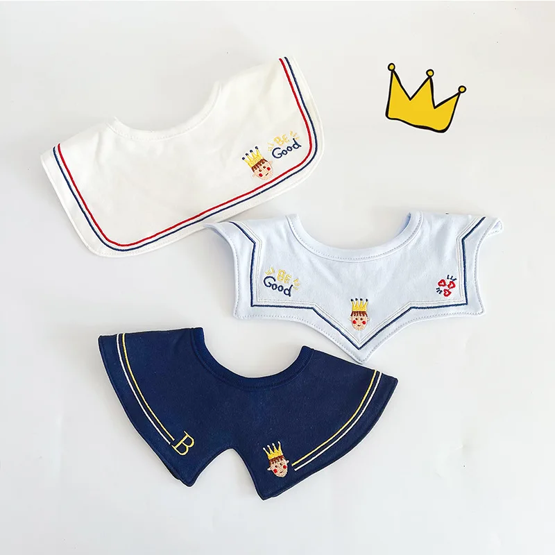 Ins Korea New Cotton Baby Bib Embroidery Bib Baby Drool Towel Boys and Girls Drool Pocket Waterproof Baby Kleding Jongen