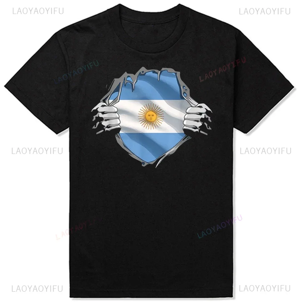 Argentinian Flag Printed Tshirt Argentina Signature Flag Men T Shirts Hip Hop Streetwear Casual Fashion Funny Mens Clothing