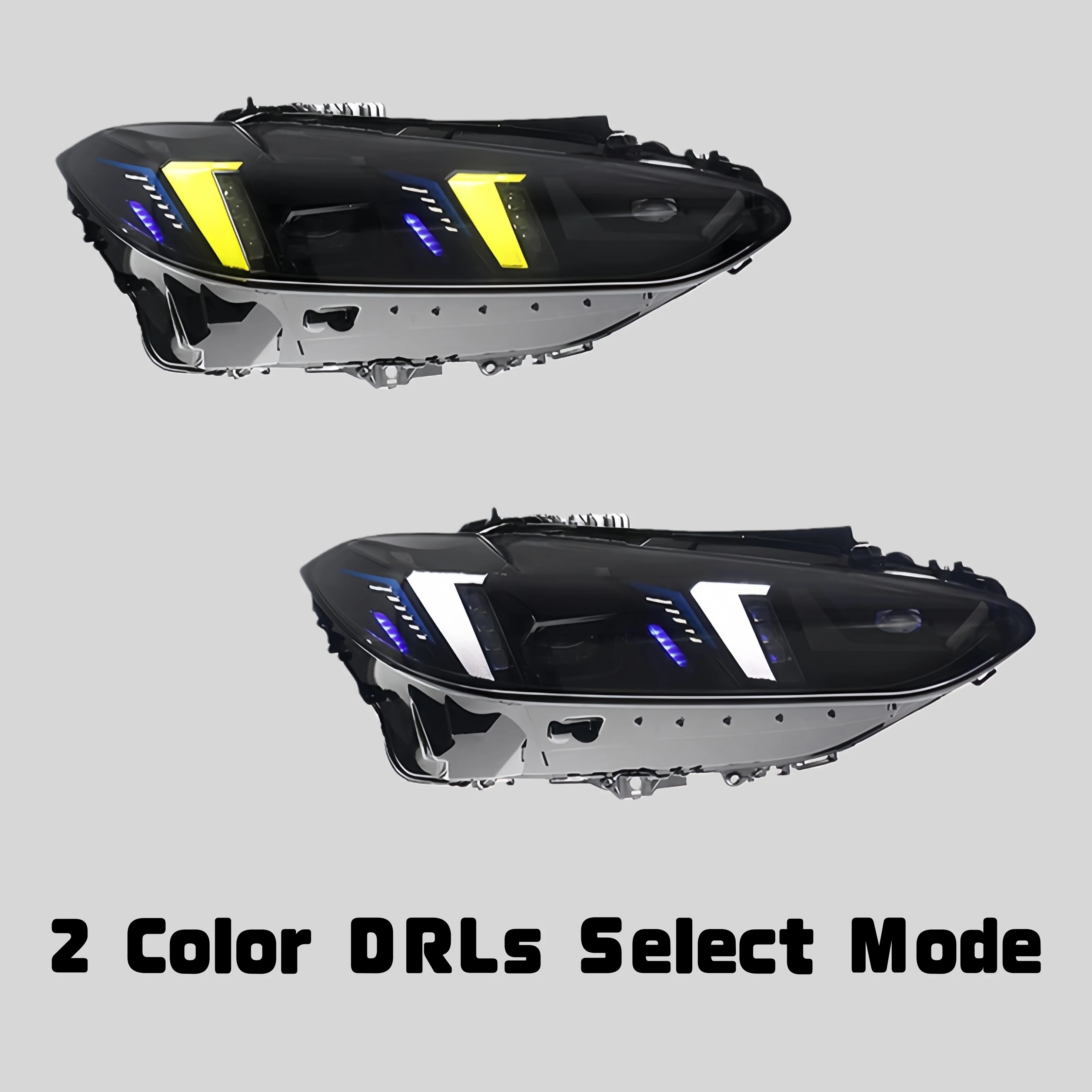 Upgrades LCI Style Headlights With Yellow White DRLs For BMW 4 Series G22 G23 G26 M3 G80 M4 G82 G8X Pre-facelift 2021-2024