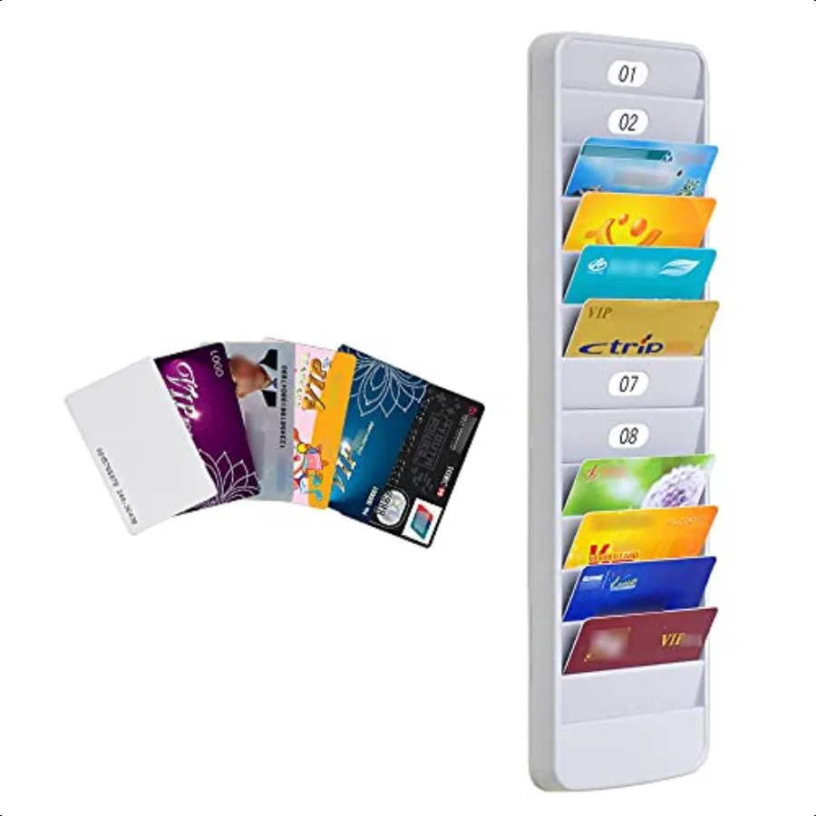 

Card RackBadge Rack 12 Pockets Durable Plastic Keeps ID Cards Room Cards VIP Cards Other Identification Cards Includes selfAdhe