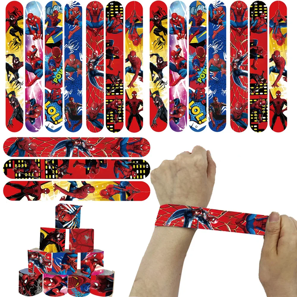 

Spiderman Slap Bracelet Snap Wristband Party Favor Bag Filler Pinata Toy Trophy for Kids Boys Birthday Party Favors Baby Shower