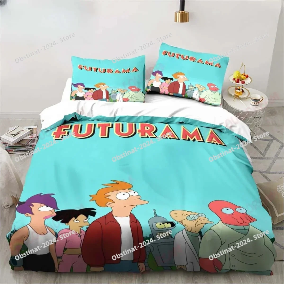 3D Cartoon Futuramas Bender Poster Bedding Set Sheet King Twin Double Child Bedding Set Mircofiber or Polyester Duvet Cover Set