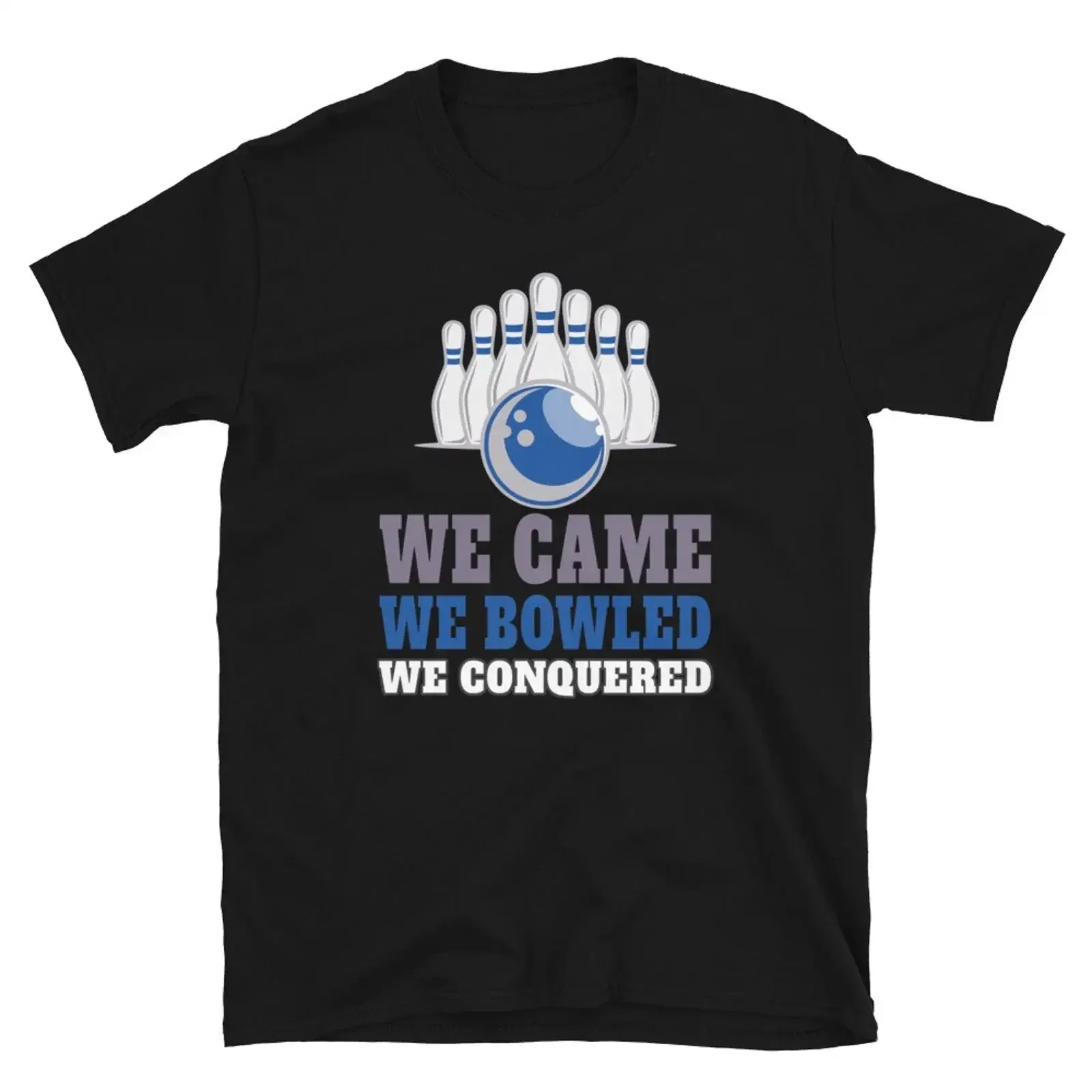 T-shirt d'équipe de bowling We Came Bowled Conquered vintage lavé pour homme, vêtements de créateur confortables, légèrement respirants, unisexe