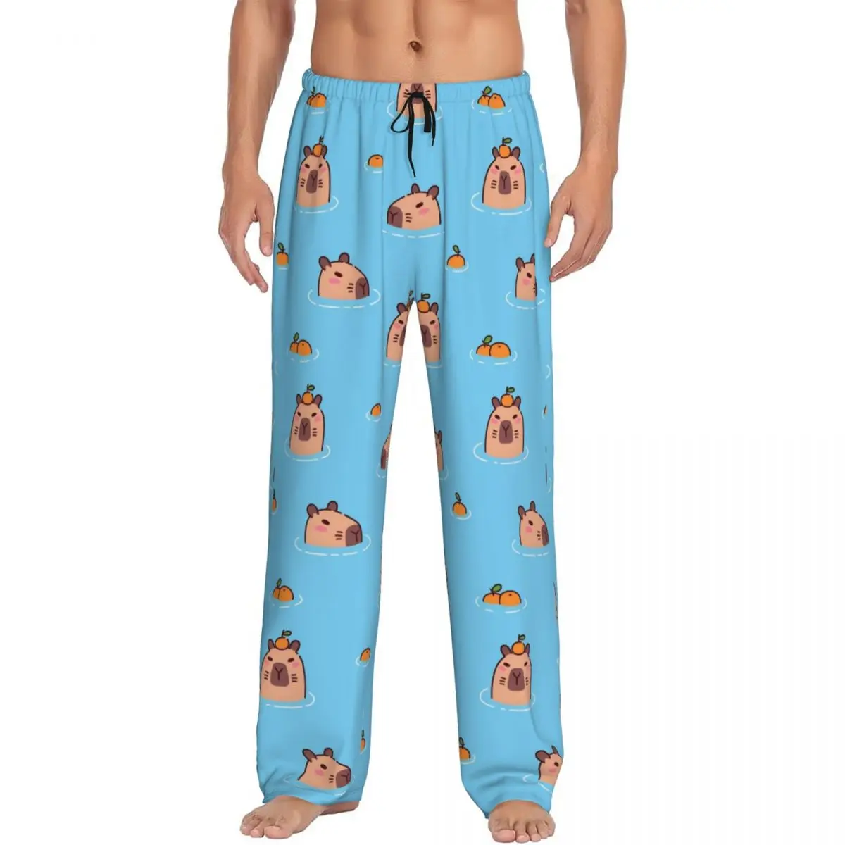 

Custom Capybara Pajama Pants Men's Cute Anime Sleepwear Lounge Sleep Bottoms Stretch with Pockets
