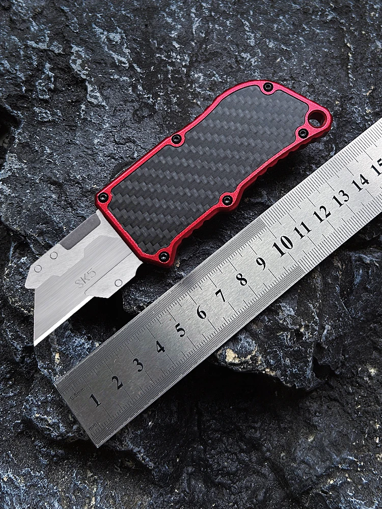 EDC OTF Utility Knife Carbon Fiber Paper Knife Wallpaper Cutter Aluminum Alloy Handle Exocet SK5 Blades Pocketknives Original