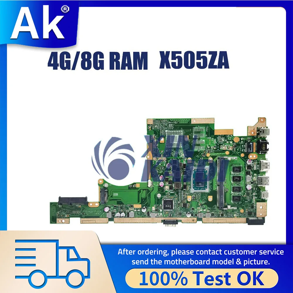 Notebook Mainboard For Asus Vivobook15 X505 X505ZA F505Z A505Z A505ZA Laptop Motherboard R3-2200U R3-2300U R5-2500U 4G 8G RAM