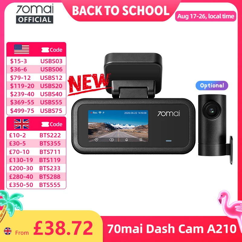 【New】70mai A210 Dash Cam 1080P HDR Auto Recorder 2