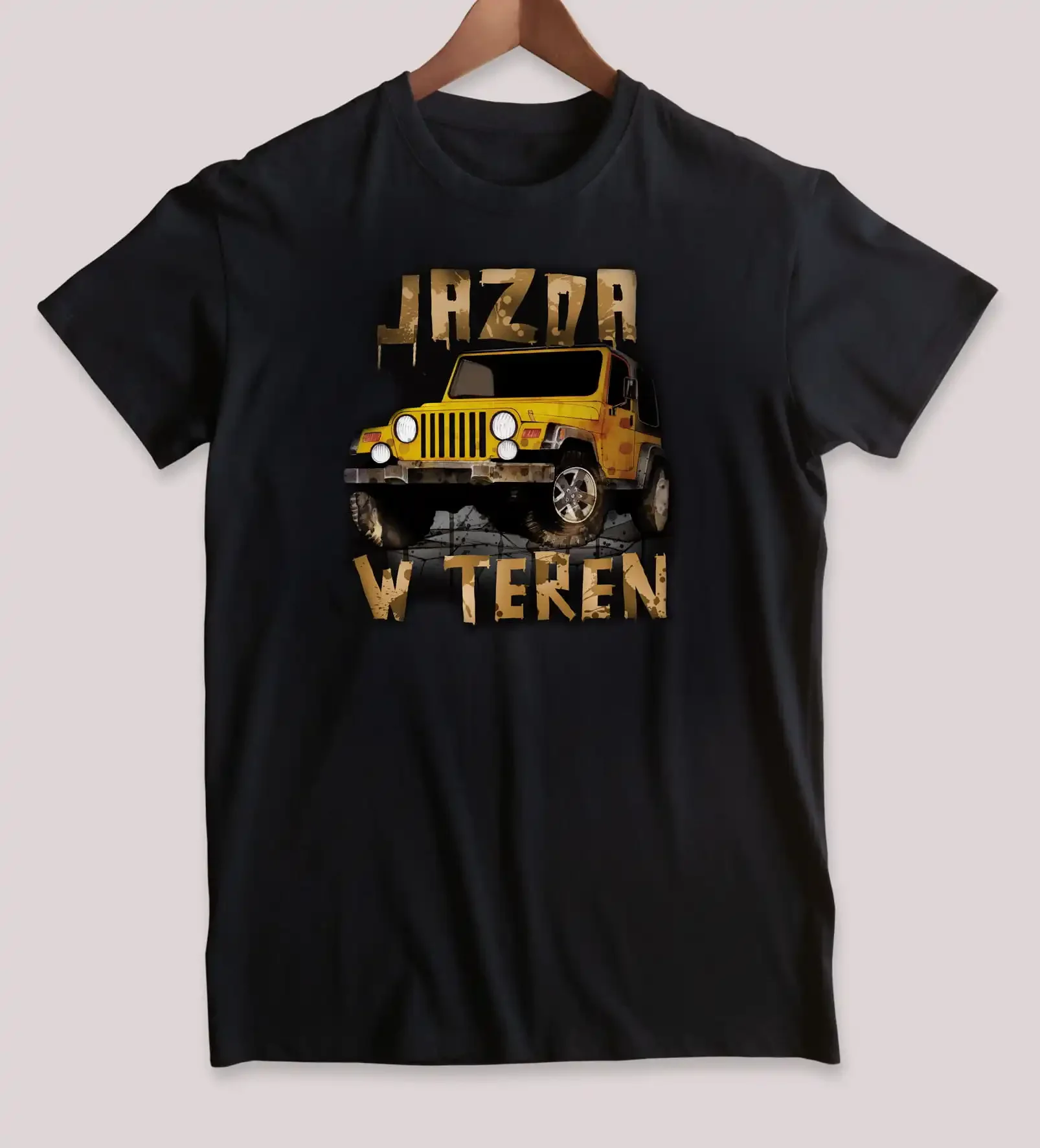 Unique Wrangler Off-road Vehicle Drawing Printed T-Shirt. Summer Cotton Short Sleeve O-Neck Mens T Shirt New S-3XL