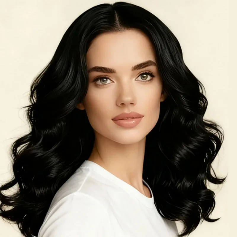 20 inch wavy curly black synthetic heat-resistant fiber wig, fluffy design, suitable for all women's daily wear