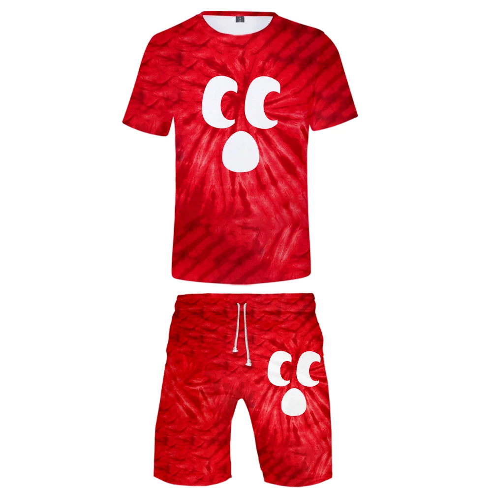 

Craftee Face Tie dye Anime sets 2 Piece Set Summer Short Sleeve t shirt+Shorts Fashion suit Cospaly Costume