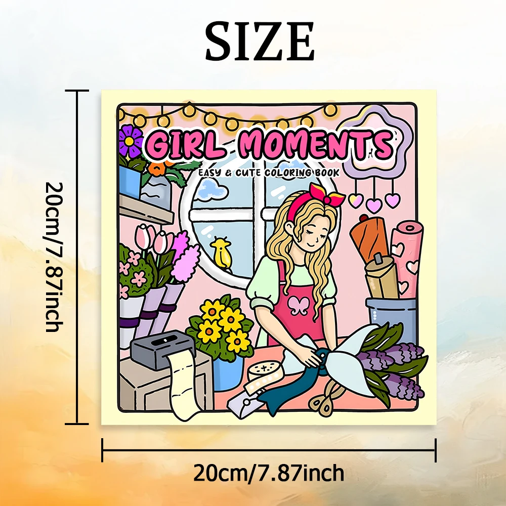 GIRL MOMENTS Bold-easy Patterns Coloring Book for Adults Cute Drawing Book Perfect Gift for Party and Birthday