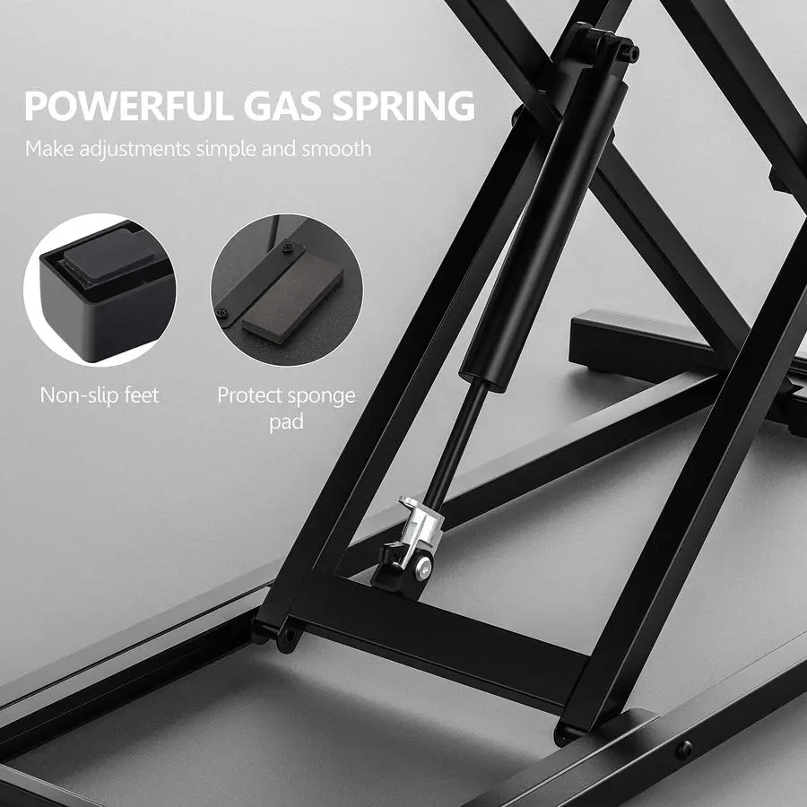 ارتفاع مكتب قائم قابل للتعديل 36 � � محول واسع للجلوس والوقوف، محطة عمل سطح الطاولة لأجهزة الكمبيوتر المحمولة، شاشة مزدوجة Ris #5