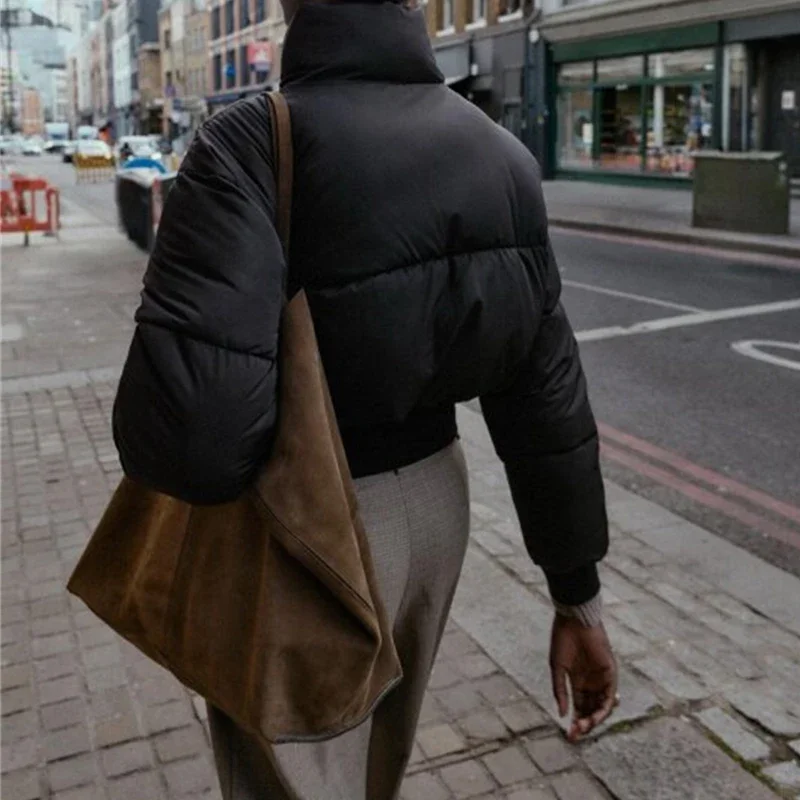 

Women Cotton-padded Jacket Thickened Standing Collar Loose Warm Winter Coat Female Outerwear Jacket Fashion Tops Coat Streetwear