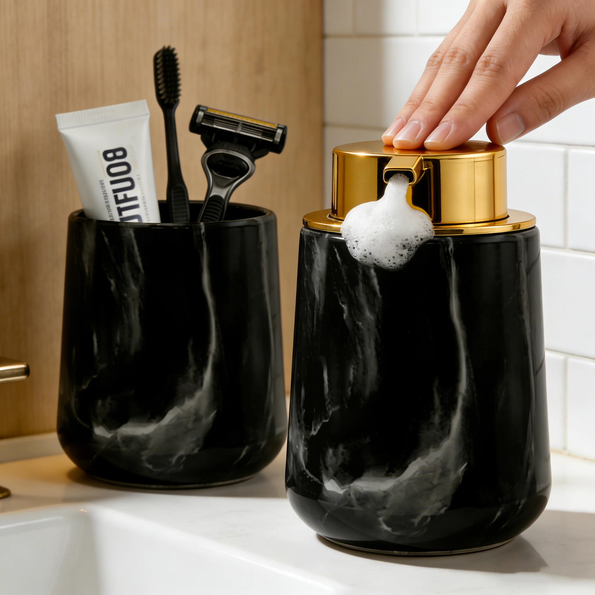 Foam/Lotion Pump Option Soap Dispenser-Refillable Hand Soap Dish Soap Facial Cleanser Bottle for Bathroom Kitchen Vanity Decor