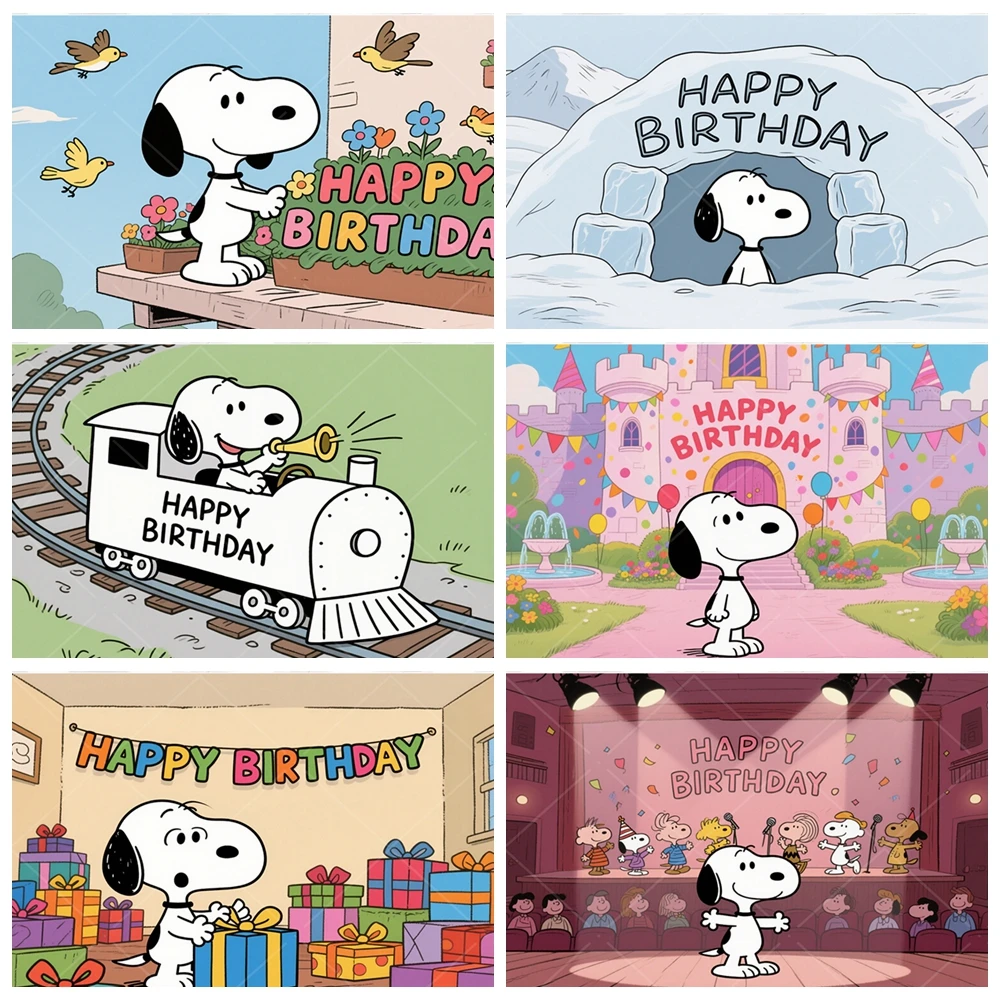 

Peanuts Snoopy Photography Background Custom Children Boy Girl Happy Birthday Baby Shower Portrait Photo Studio Decor Backdrop