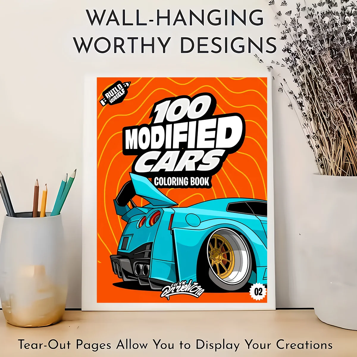 100 Modified Cars Coloring Book for Kids Boys Ages 6-14, Cool Custom Sports Muscle Truck Vintage Racing Vehicle Educational Drawing Activity Book, Thick No Bleed Paper Automotive Themed Art Workbook, Great Birthday Christmas Gift for Young Car Fans