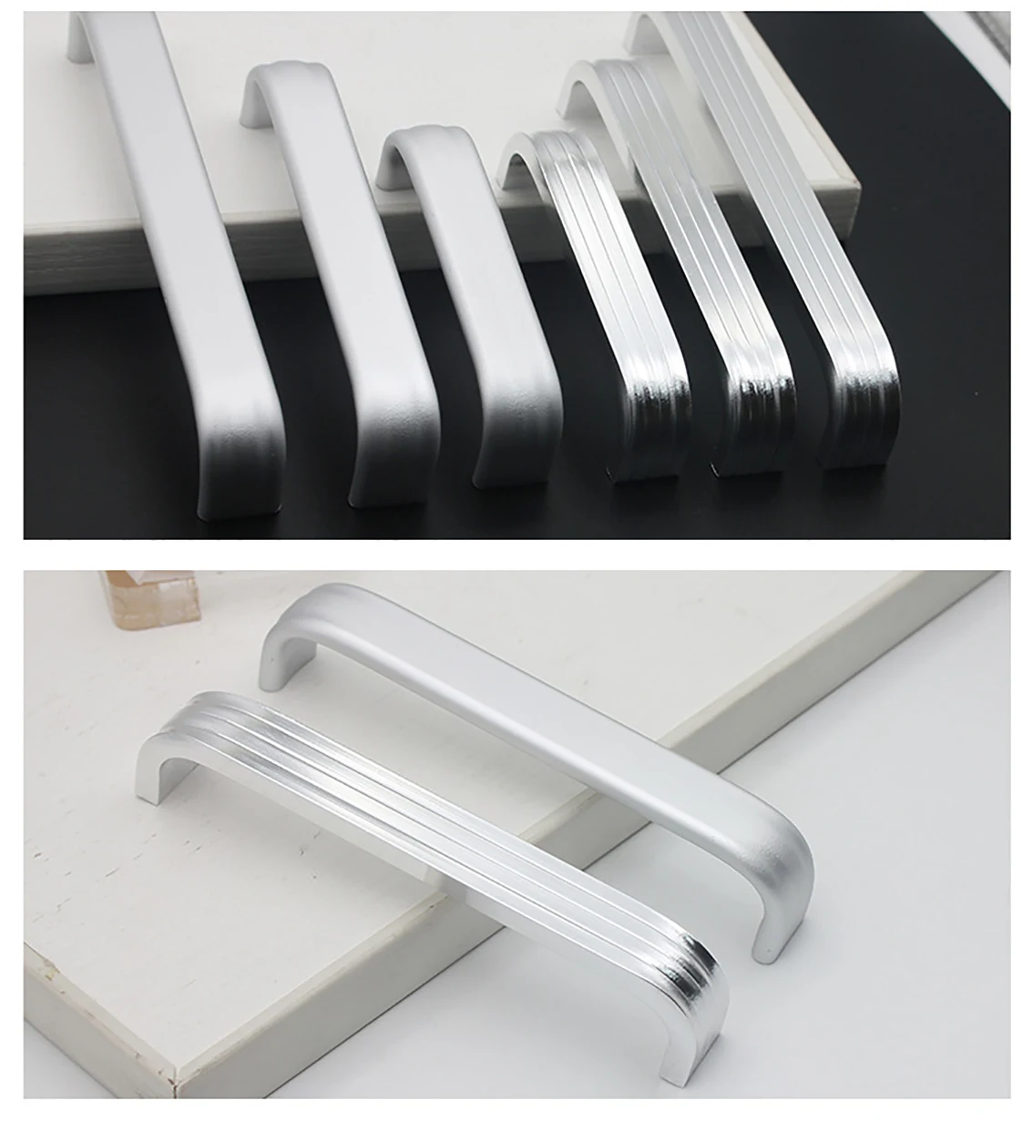 

2Pcs 96/128/160/192/224mm Aluminum Alloy Handle Cabinet Wardrobe Drawer Door Handle Furniture Hardware Accessories