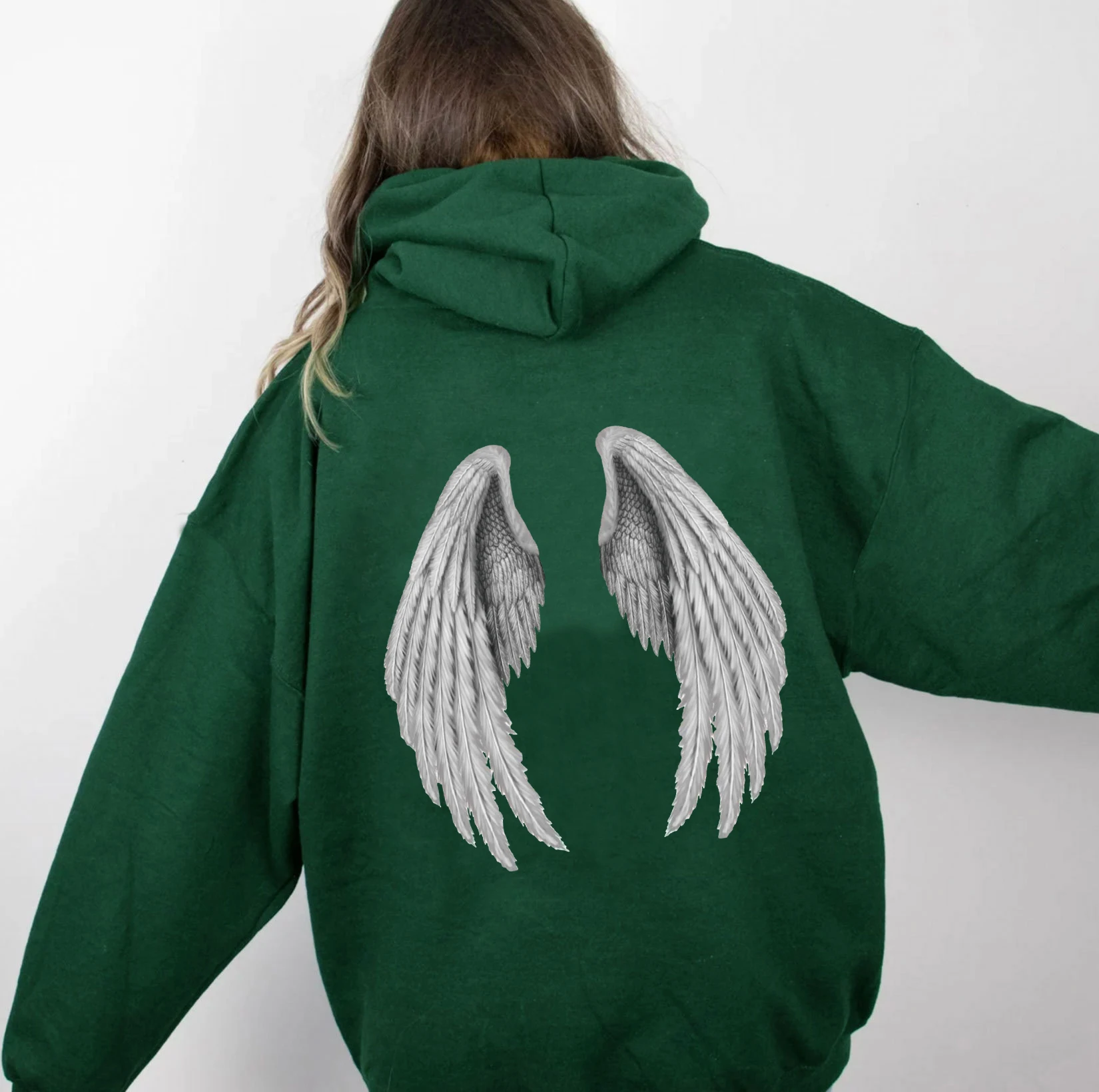 Women Wings Print Hoodies Harajuku Oversized Long Sleeve Hooded Jacket Female2024 Autumn Hip Hop Punk Sweatshirt Top