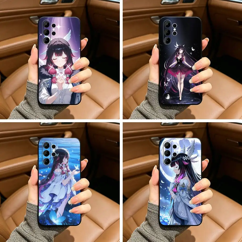 G-Genshin l-Impact Girl C-columbina-gic Soft Silicone Case for Samsung S25, S24, S21, S22, S23, S30, Ultra, S20,  Lite-Black
