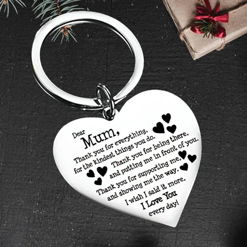 

Cute Heart Love Mothers Day Gifts Keychain Pendant Mom Birthday Christmas Gifts Key Chain Keyrings Thank You for Everything