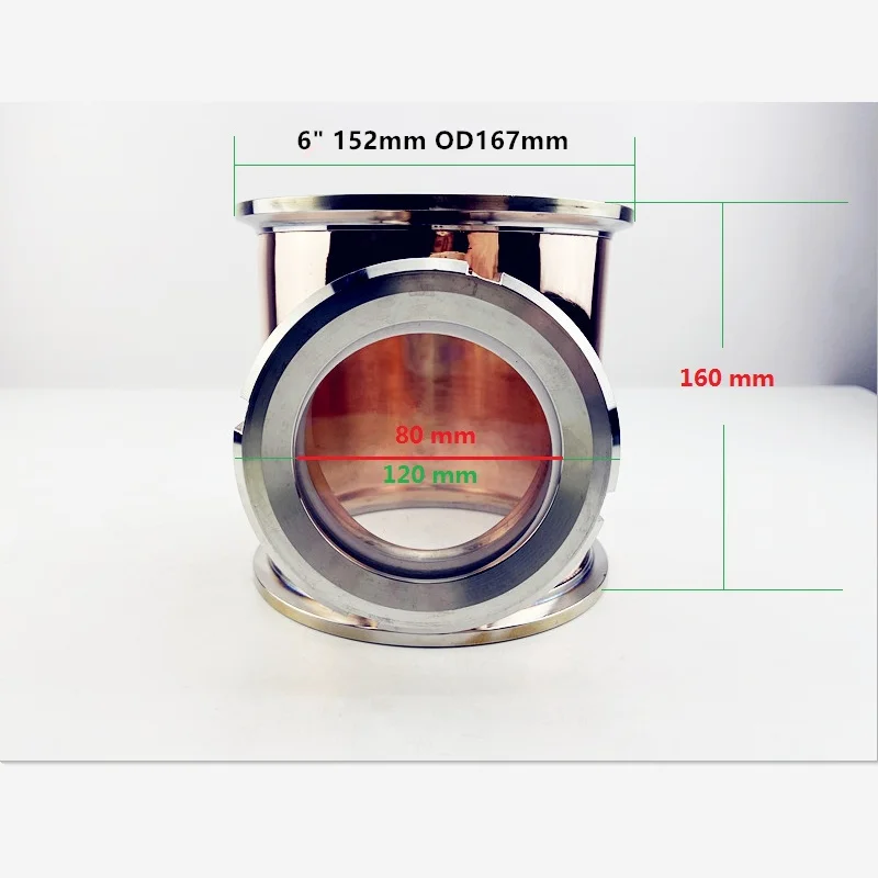 Imagem -03 - União de Vidro de Visão de Cobre Tri Braçadeira t * Coluna de Lente de Destilação para Homebrewing Comprimento 160 mm 152 mm Od166.7