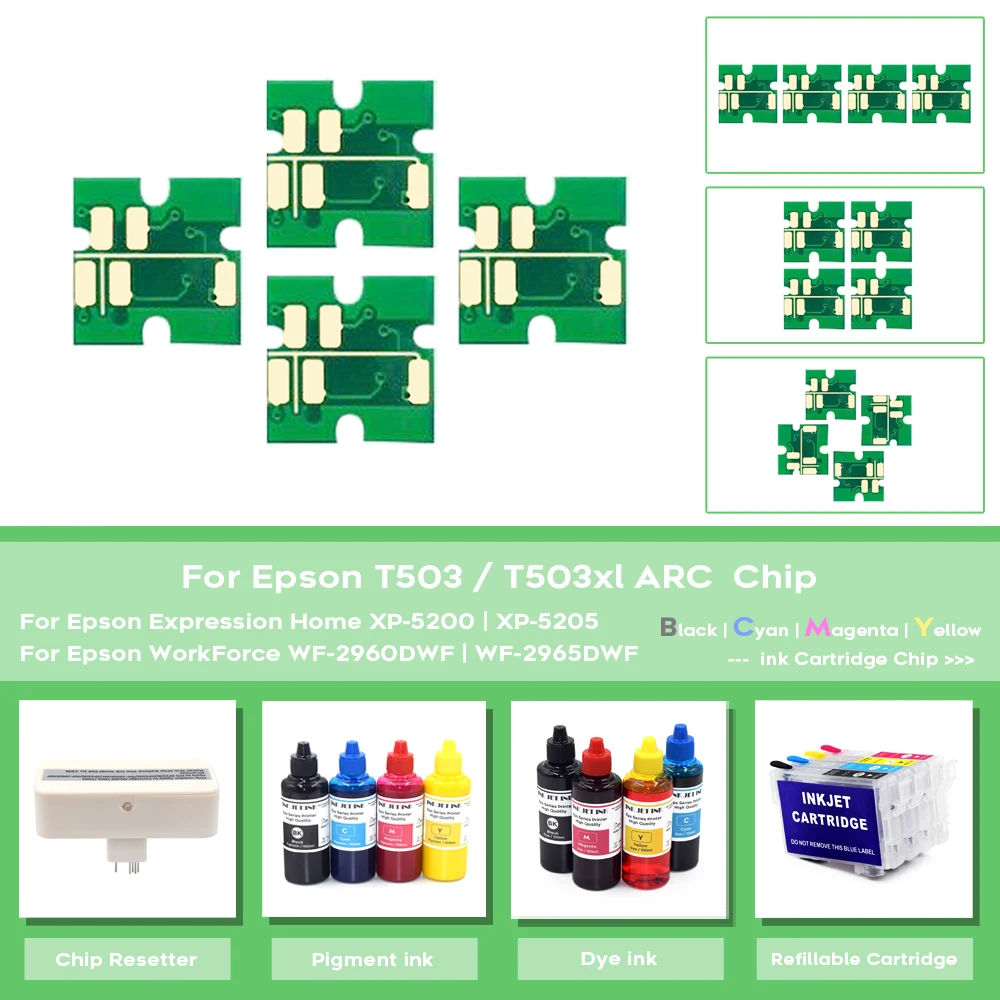 Imagem -04 - Recarga o Cartucho de Tinta para Epson Xp5200 Xp-5205 Wf2960 Wf-2965 com Chip de Reinicialização Automática Europeu 503 503xl