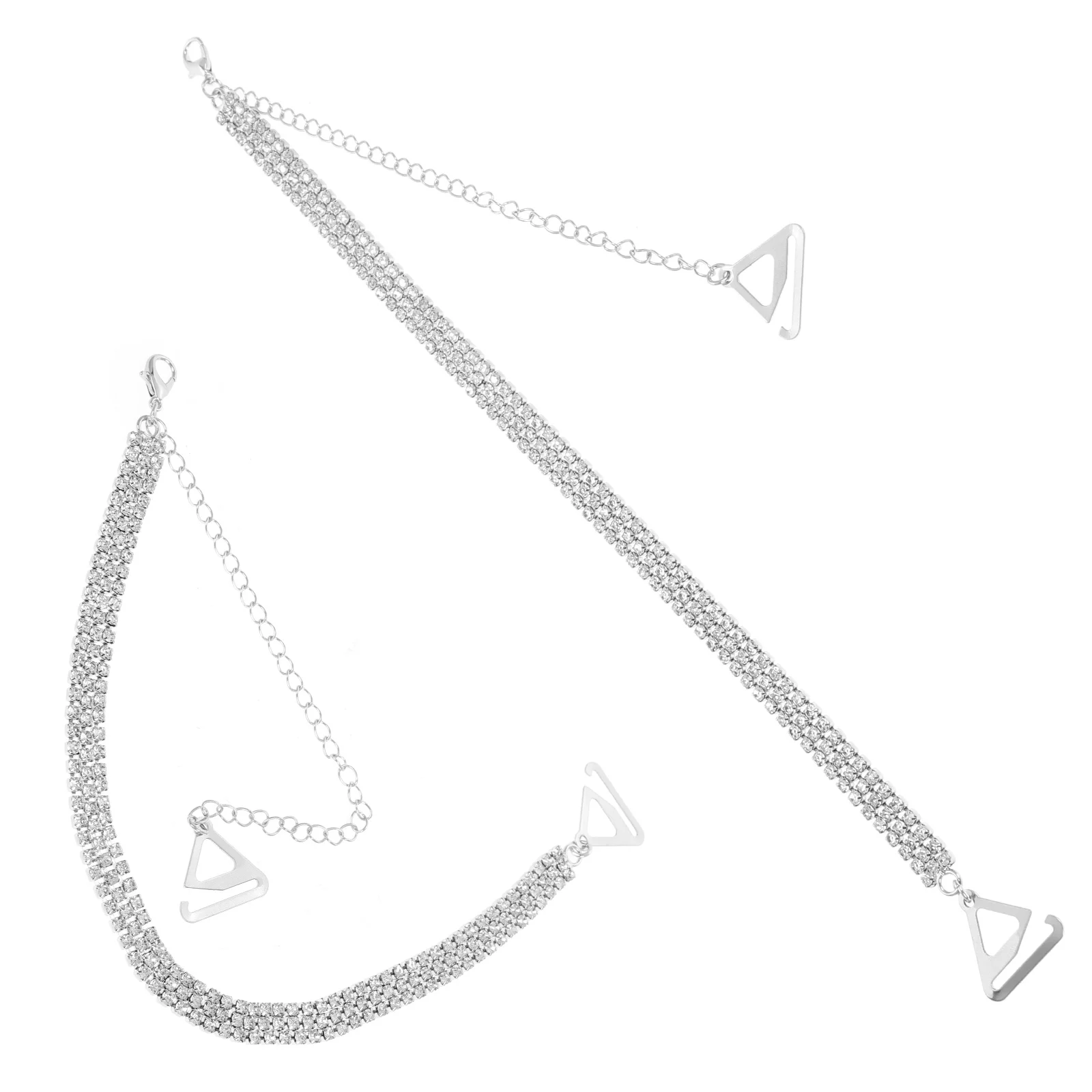 

Bra Straps Rhinestone Silver Non-Slip Underwear Holder Durable Wear Resistant Fashionable Matching Clothes Shining Easy Install