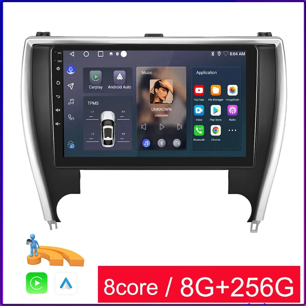 

10.1INCH Android 14.0 Car Radio For Toyota Camry 7 XV 50 55 2015 2016 2017 Multimedia 4G+WIFI Video Player Navigation GPS Stereo