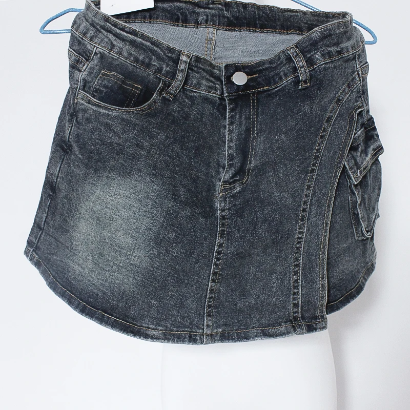 Design Sense Jeans gonna da lavoro per donna 2024 New High Waist Retro Spicy Girl A Bag Hip Short Pants