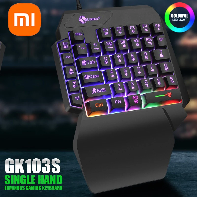 Xiaomi Mijia 35keys Single Hand Gaming Keyboard Mouse USB Ultra-slim Wired Backlight Keyboard for Laptop Desktop PC Smartphone