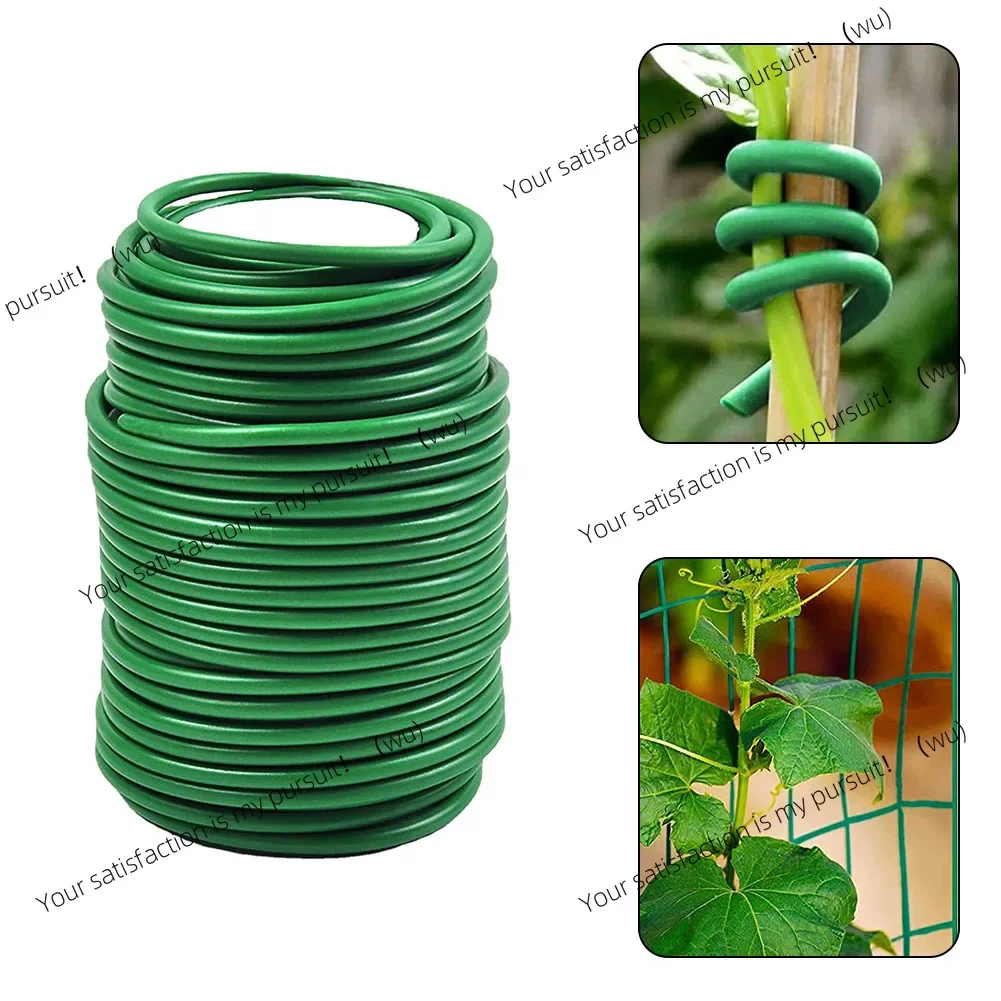 8m/10m Plant Twine Green Soft Flexible Bendy Garden Support Wire Cable Twist Tie Reusable Rubber Coated Steel Wire