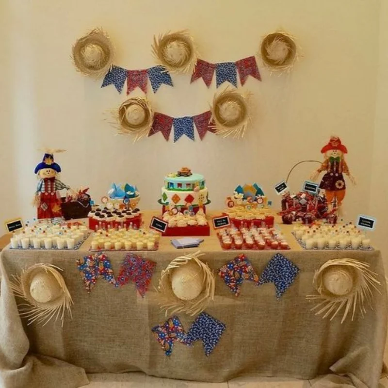 6-120PCS Hawaii Straw Hat Mexican Sombrero Hats Luau Beachcomber Hats Festa Junina Party Favor Straw Farmer Hat