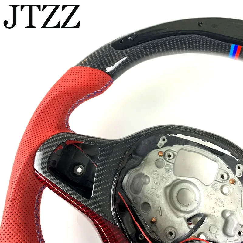 For BMW G30 G20 G22 G05 G06 G08 G14 G15 G82 G80 M2M3M4M5 Customized LED Display Screen Carbon Fiber Red Suede Steering Wheel