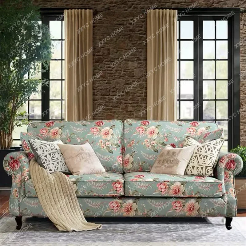 XXRelax Comfortable Pastoral Living Room Sofas Luxury  Double Pattern Sofa Soft Adults Lounge Home Furniture Accessories
