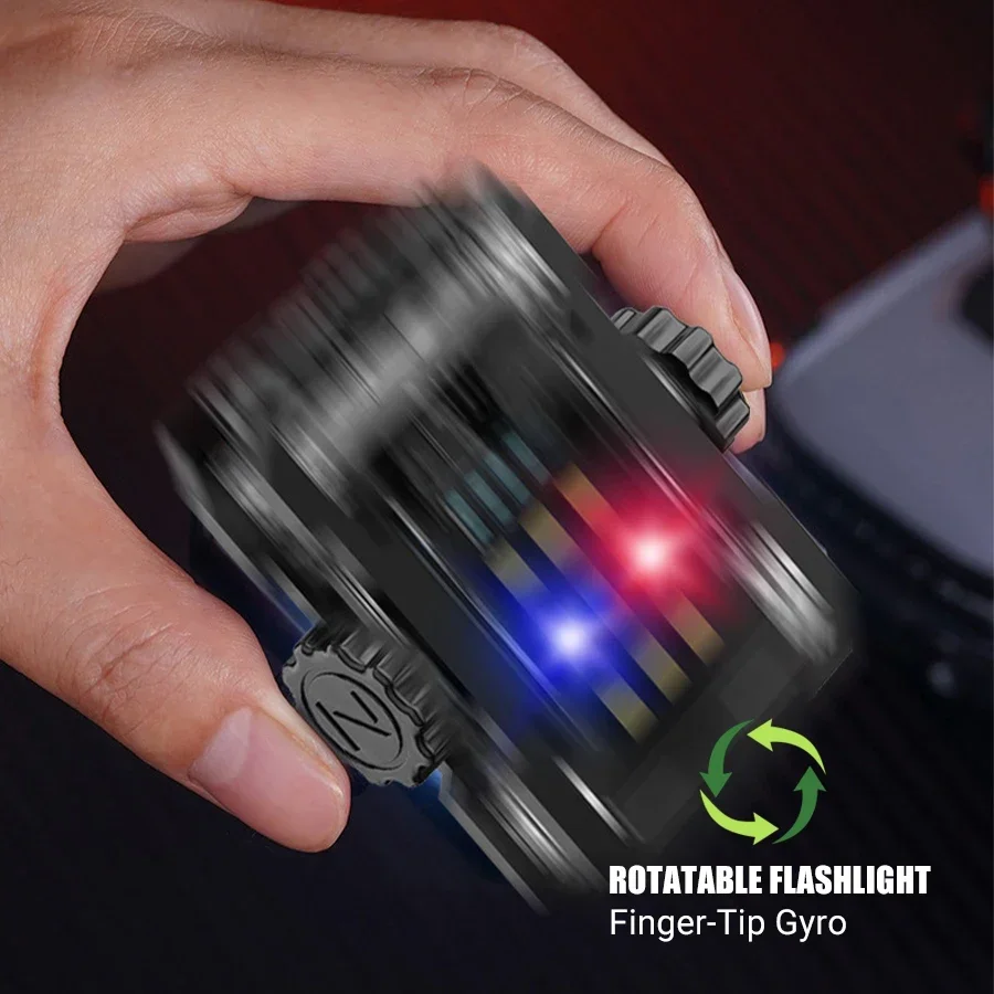 Senter EDC berkemah 6 mode, Gantungan Kunci Lampu portabel tipe-c dapat diisi ulang Mini luar ruangan dengan Magnet lampu kerja darurat