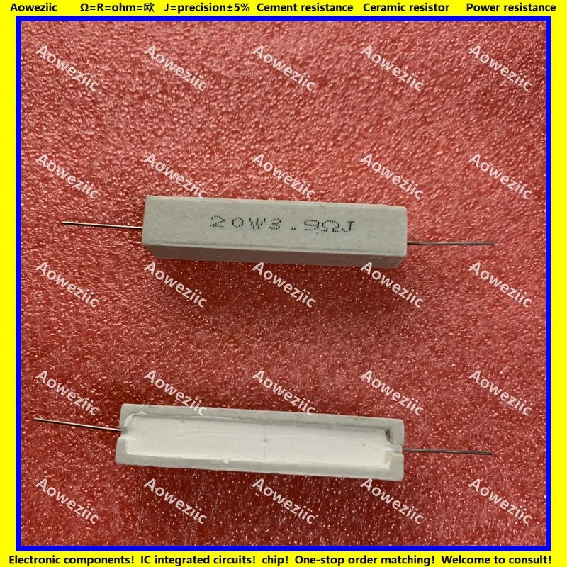 

10Pcs 20W 3.9R 4RJ 4.3R 4R7J 5ΩJ 5.1R 5.6R 6RJ 6.2R 6.8R 7.5R 8RJ 8.2R 9RJ 10R OHM Vertical Cement Resistor ±5% RX27-5 SQP