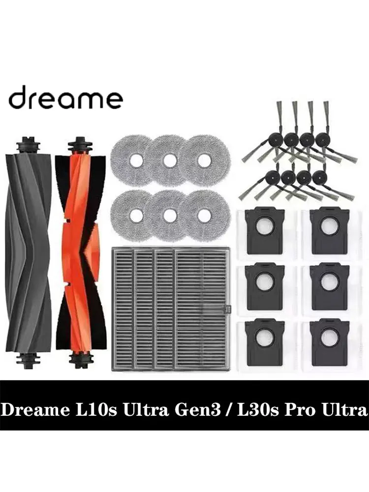 Dreame L10s Ultra Gen3, L30s Pro Ultra, L40Ultra, X40Ultra, MOVA P50 Pro Ultra, P10 Pro Ultra Filtr, Worek na kurz, Szczotka główna, Szczotka boczna — 2