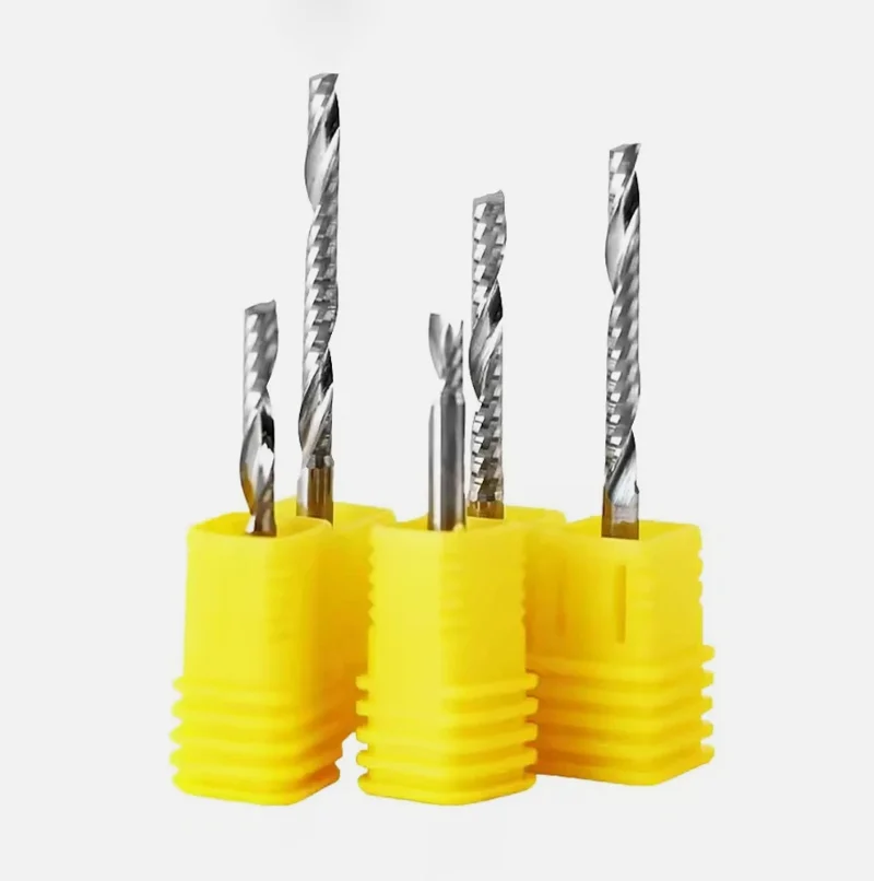 5pcs Single Edge Spiral Milling Cutter 3.175/4mm Shank Tungsten Carbide Steel Spiral Milling Cutter Suitable for Density Board