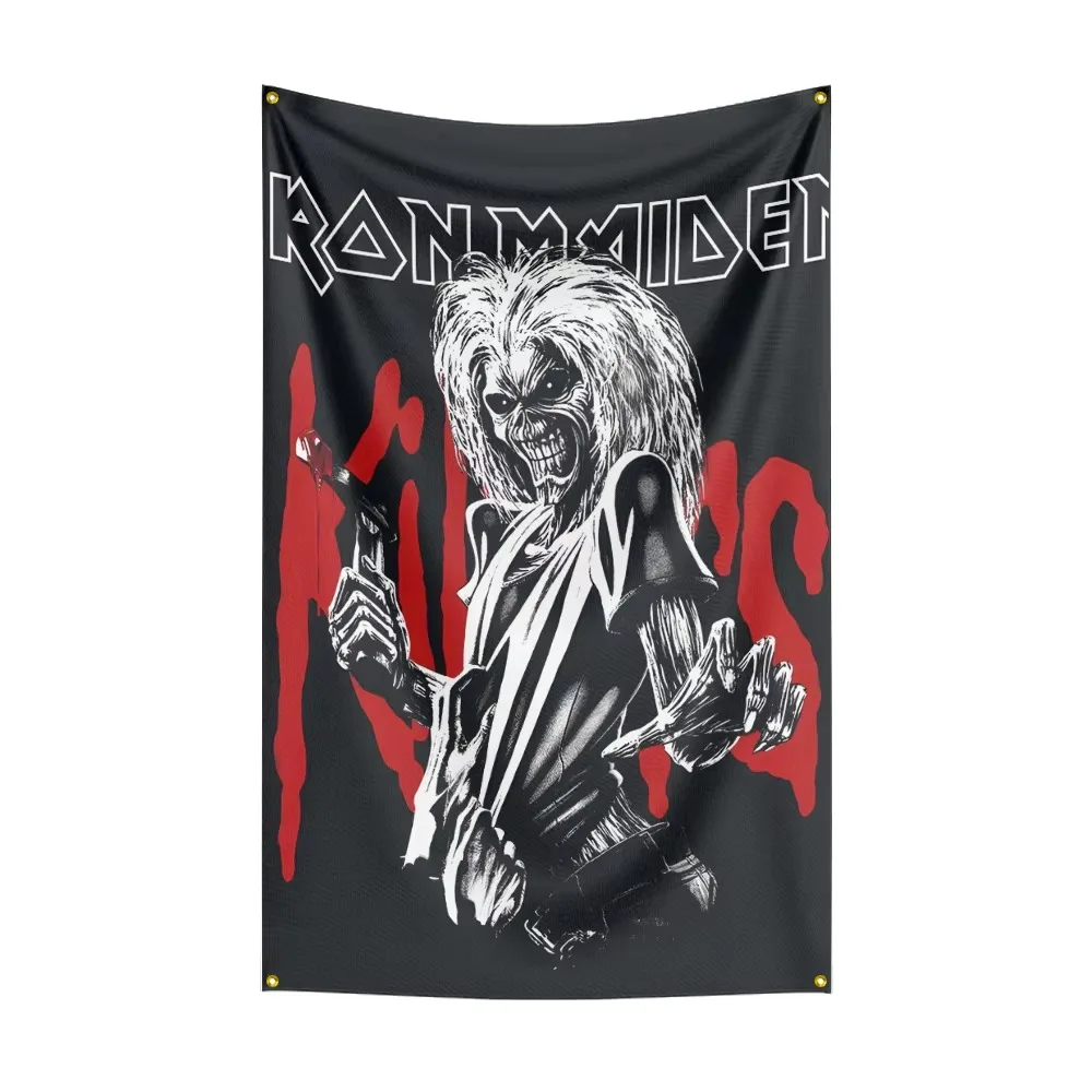 I-Iron MMaiden Band Tapestry Heavy Metal Rock Music Banner Wall Hanging, Bedroom Studio Bar Background Cloth Rock Fan Home Decor